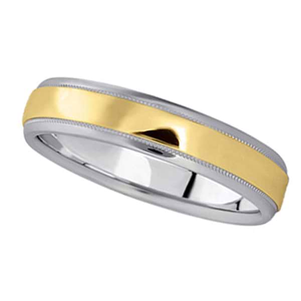 Carved Two-Tone Wedding Band (4mm)