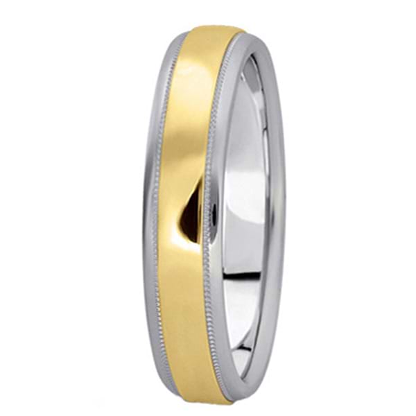 Carved Two-Tone Wedding Band (4mm)