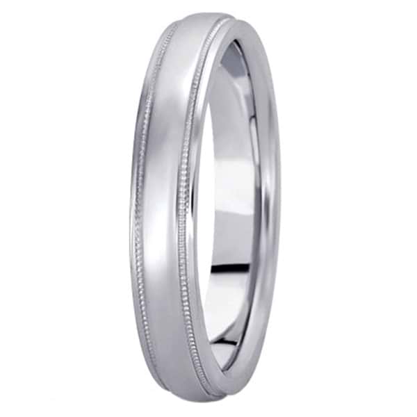 Carved Wedding Band in 14k White Gold (4mm)