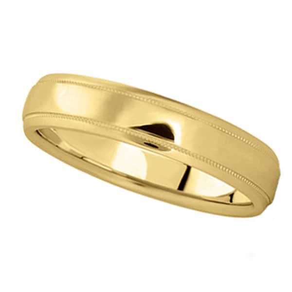Carved Wedding Band in 14k Yellow Gold (4mm)