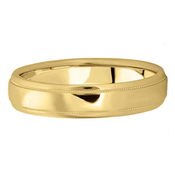Carved Wedding Band in 14k Yellow Gold (4mm)