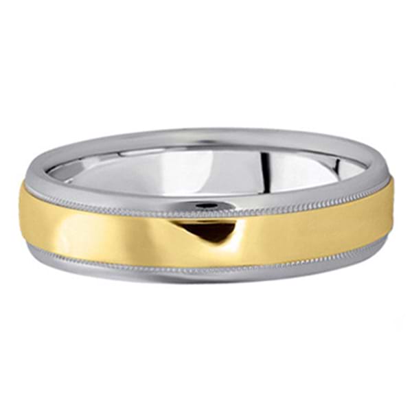 Men's Carved Two-Tone Wedding Band (5mm)