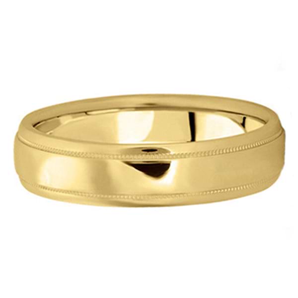 Men's Carved Wedding Band in 14k Yellow Gold (5mm)