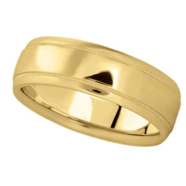 Men's Carved Wedding Band in 14k Yellow Gold (7mm)