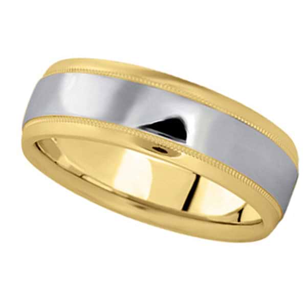 Men's Carved Two-Tone Wedding Band (7mm)