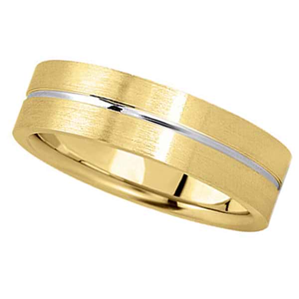 Men's Carved 14k Two-Tone Wedding Band (6mm)