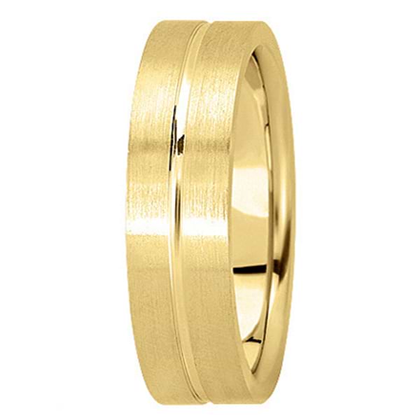 Men's Carved Flat Wedding Band in 18k Yellow Gold (6mm)