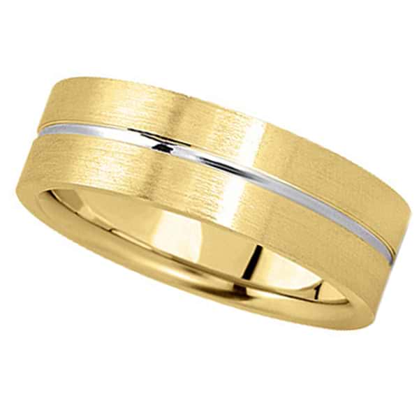Men's Carved 18k Two-Tone Wedding Band (7mm)