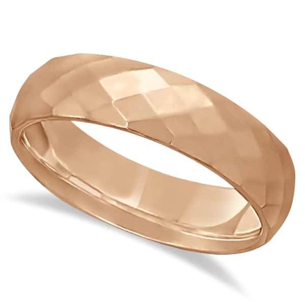Modern Diamond Carved Wedding Ring 14k Rose Gold (6mm)