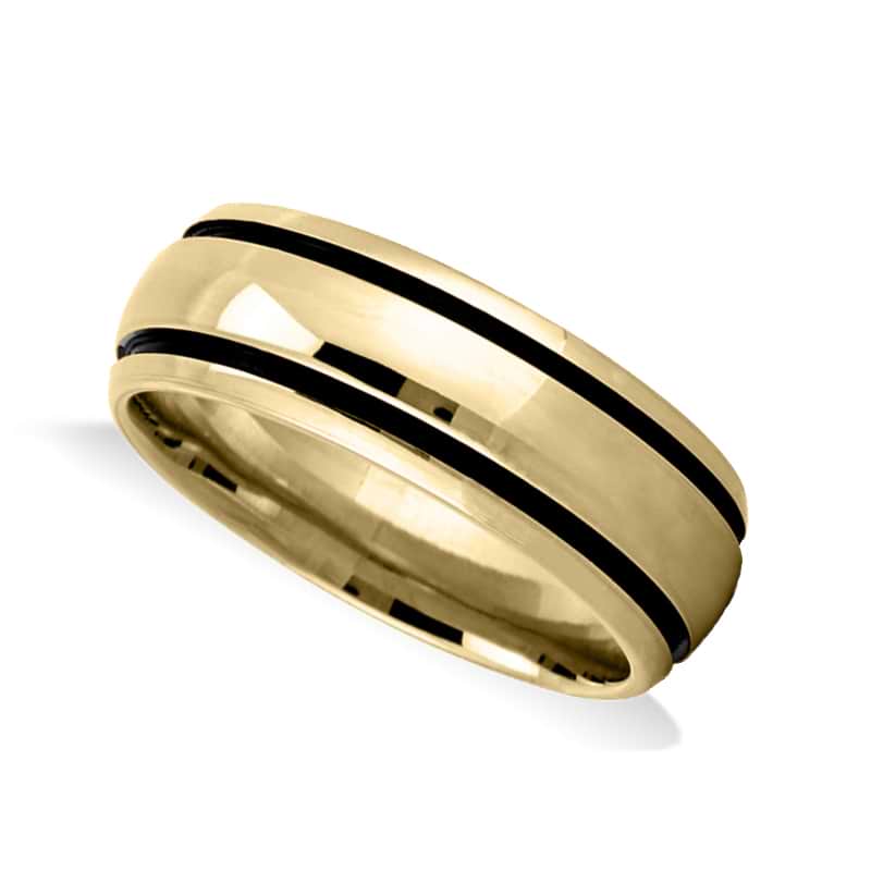 Highly Polished Channel Men's Wedding Band Ring 14K Yellow Gold