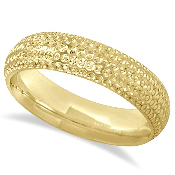 Fancy Carved Contemporary Designer Wedding Ring 14k Yellow Gold (5mm)