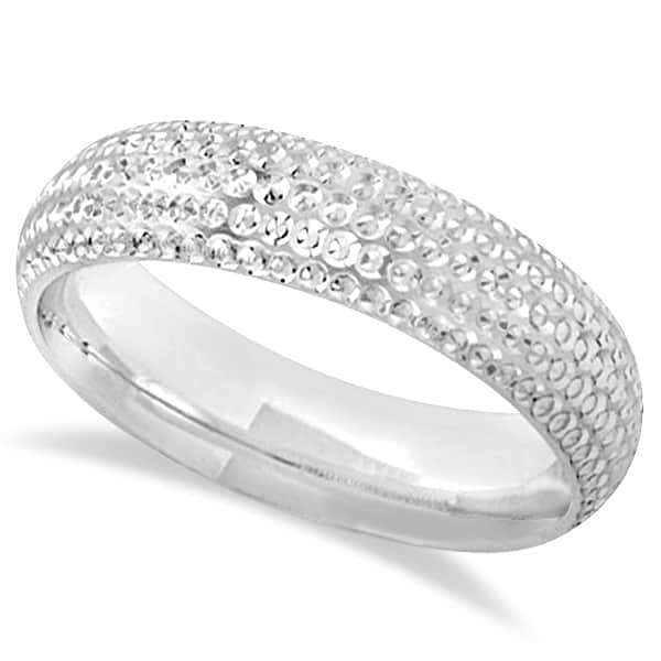 Fancy Carved Contemporary Designer Wedding Ring 18k White Gold (5mm)