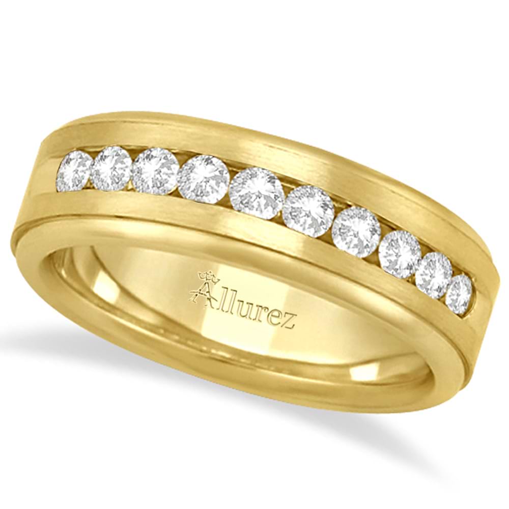 Men's Channel Set Diamond Ring Wedding Band 14kt Yellow Gold (1/4ct)