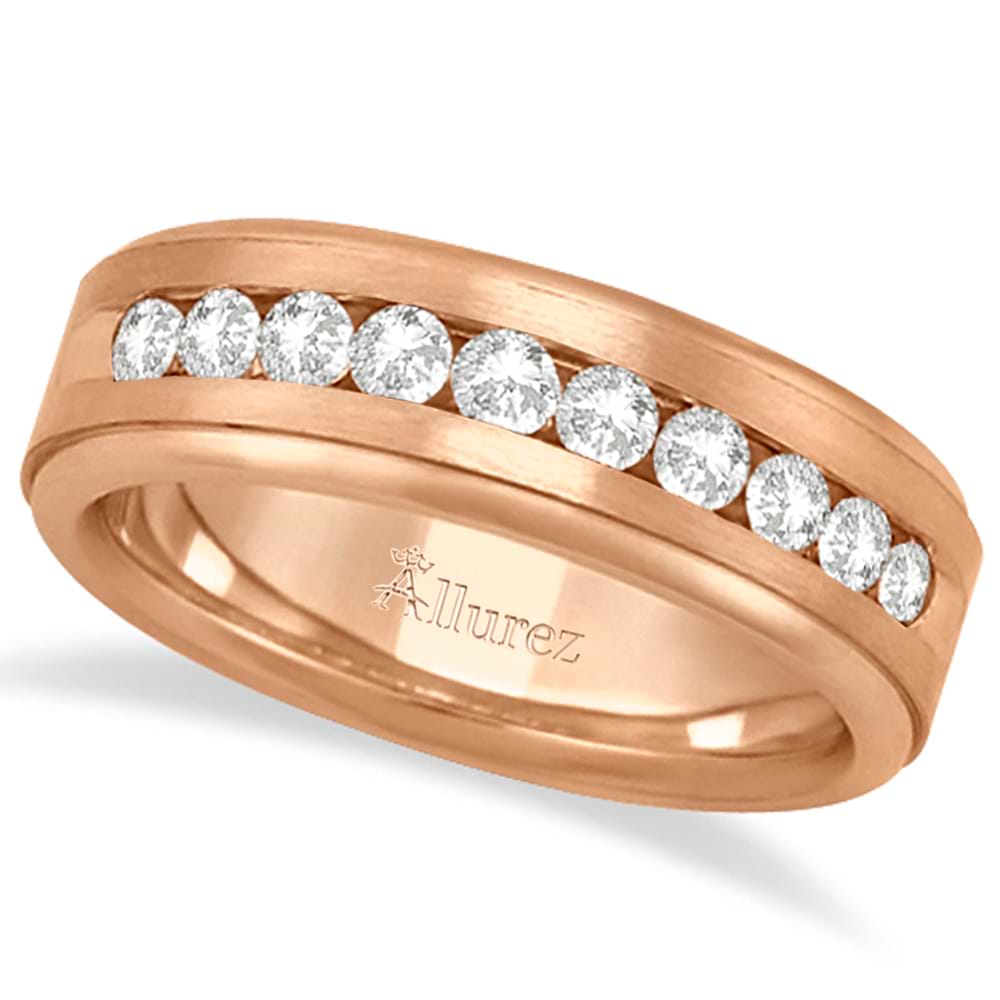 Men's Channel Set Diamond Ring Wedding Band 18kt Rose Gold (1/4ct)