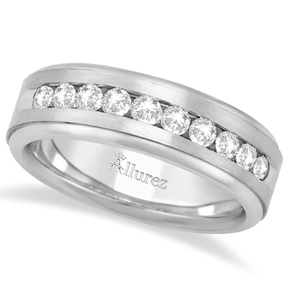 Men's Channel Set Diamond Ring Wedding Band 18kt White Gold (1/4ct)