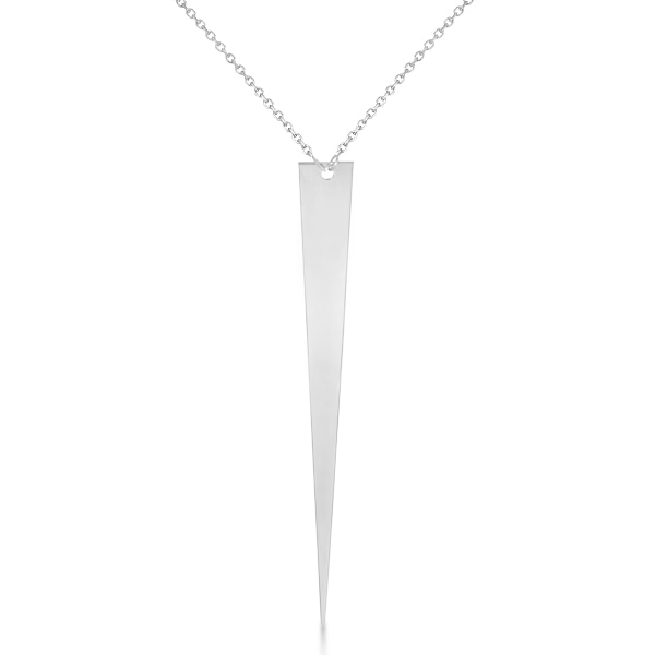 Jagger Elongated Triangle Pendant Necklace 14k White Gold