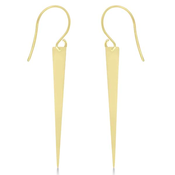 Jagger Fishhook Elongated Triangle Dangling Earrings 14k Yellow Gold