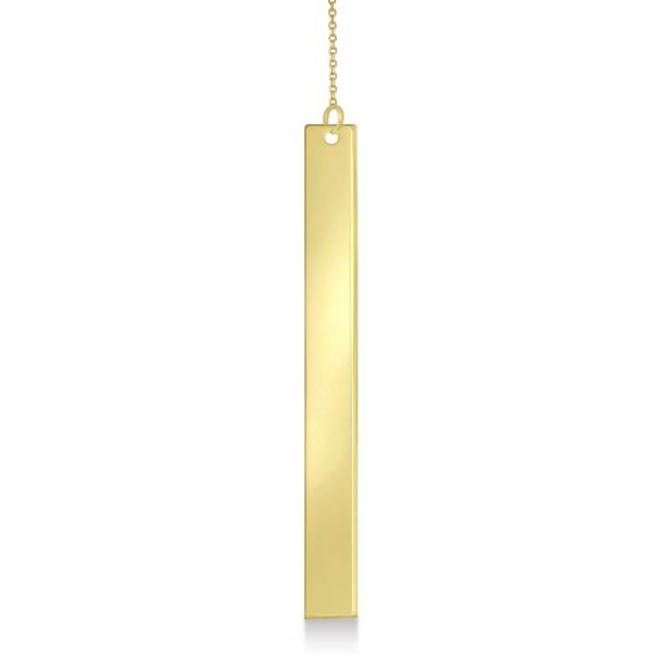 Dangling Y Neck Bar Necklace Pendant 14k Yellow Gold