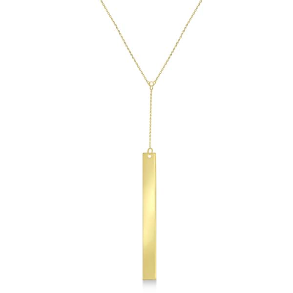 Dangling Y Neck Bar Necklace Pendant 14k Yellow Gold
