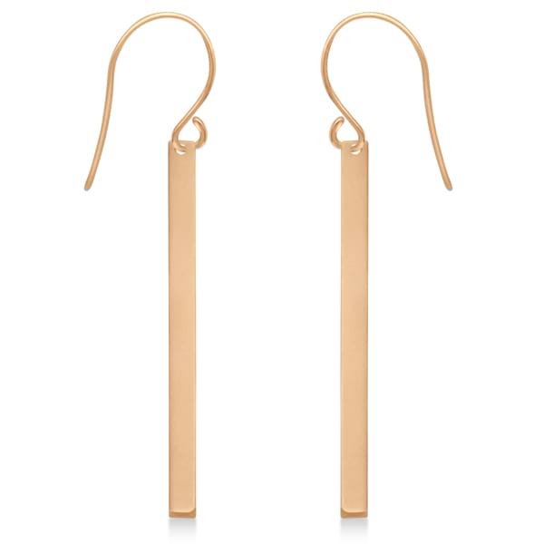 Fishhook Dangling Bar Earrings in 14k Rose Gold