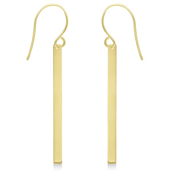 Fishhook Dangling Bar Earrings in 14k Yellow Gold