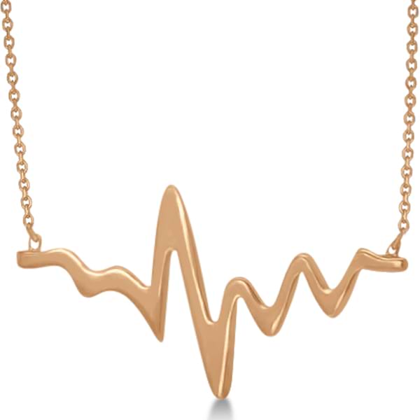 Adjustable Heartbeat Pendant Necklace in 14k Rose Gold