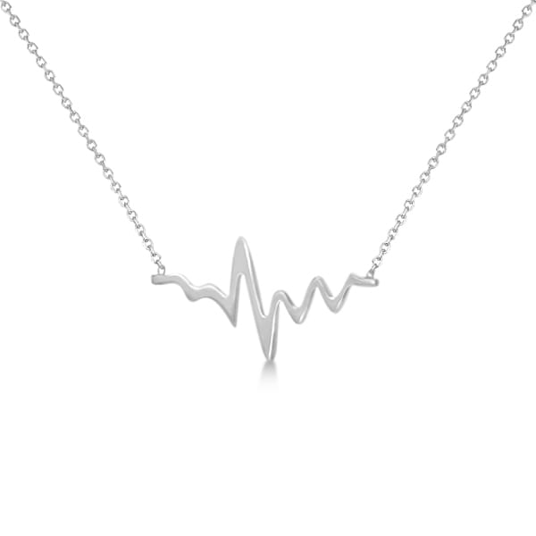 Adjustable Heartbeat Pendant Necklace in 14k White Gold