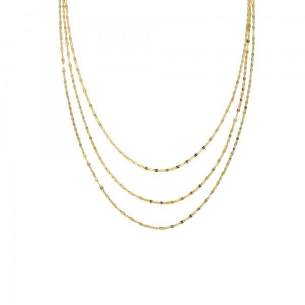 Hammered Forzentina Layered Three-Row Bib Necklace 14k Yellow Gold