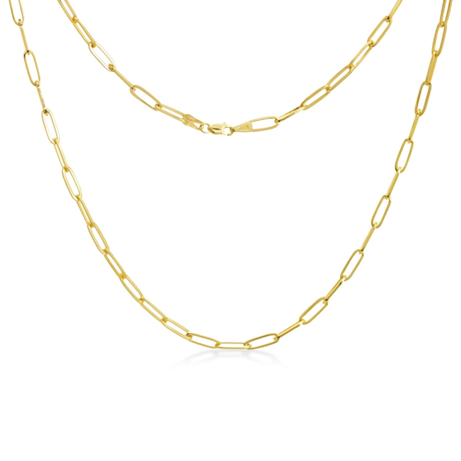 Flat Wire Long Paperclip Link Forzentina Chain Necklace Yellow Vermeil