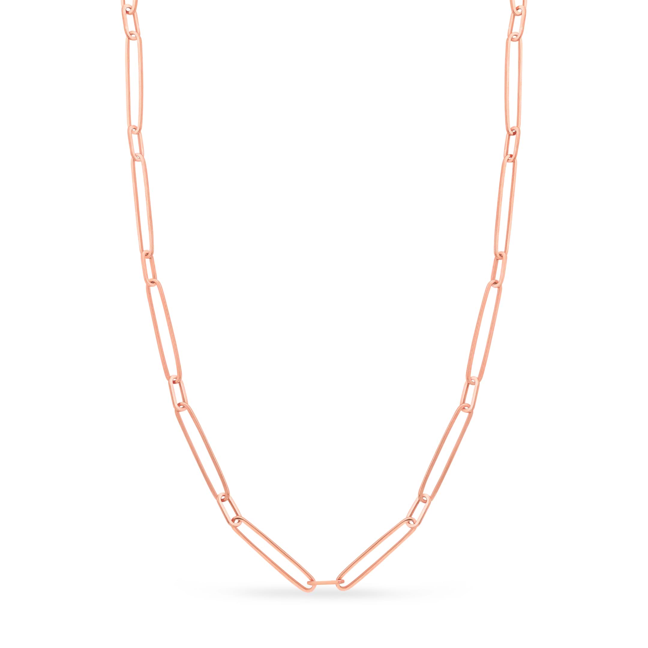 Paperclip Chain Necklace With Lobster Lock 14k Rose Gold