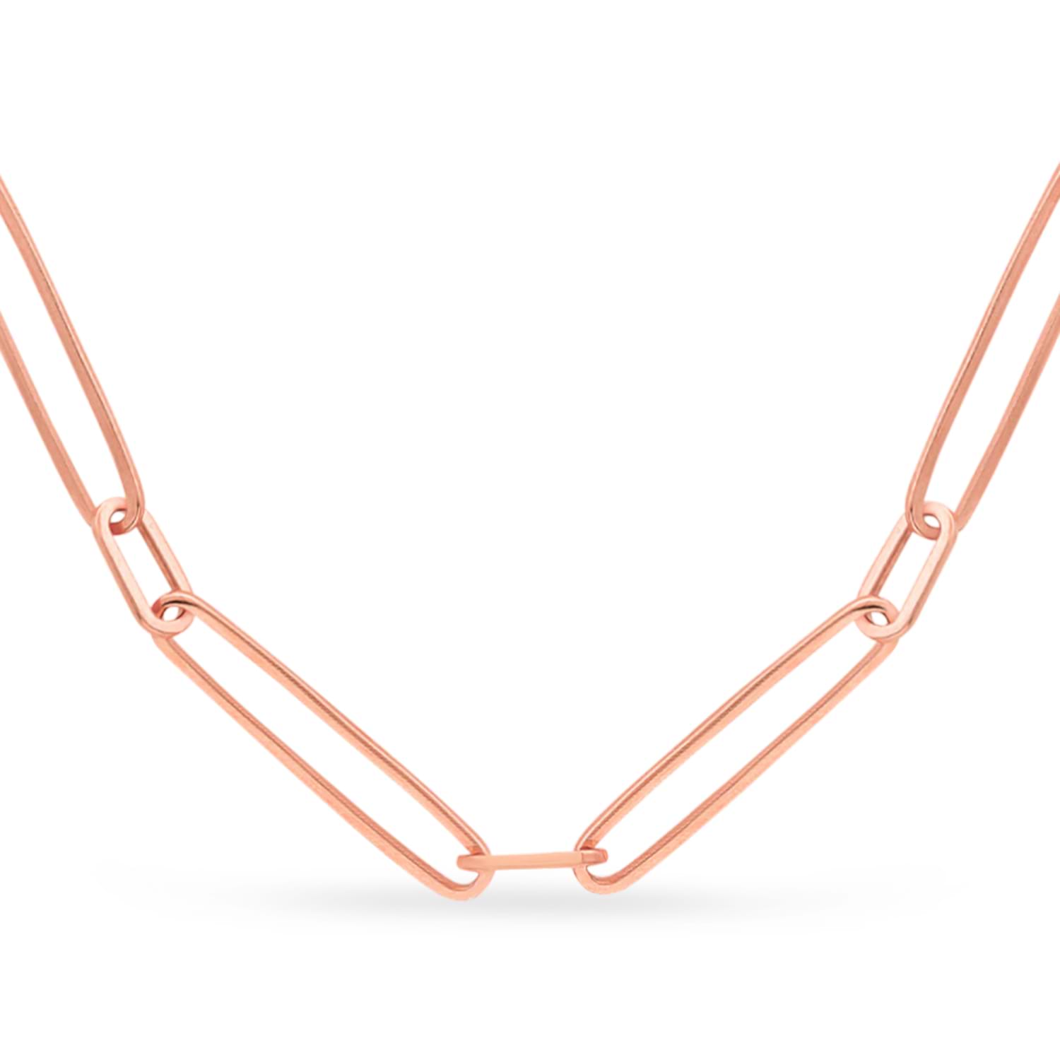 Paperclip Chain Necklace With Lobster Lock 14k Rose Gold