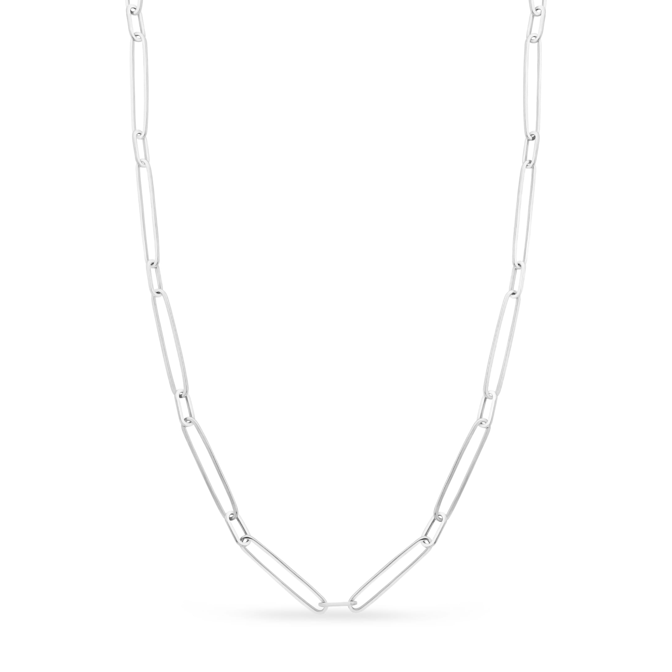 Paperclip Chain Necklace With Lobster Lock 14k White Gold