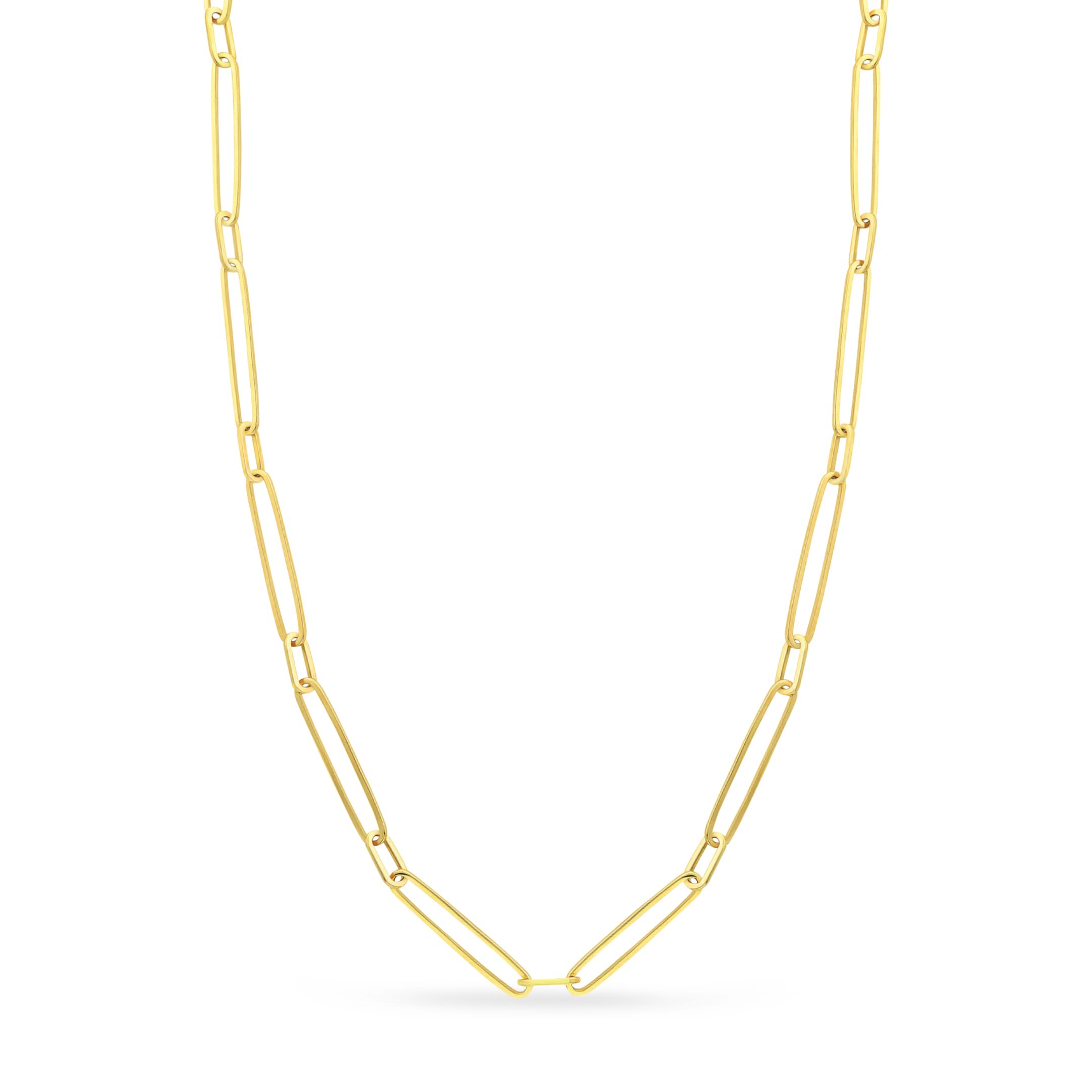 Paperclip Chain Necklace With Lobster Lock 14k Yellow Gold