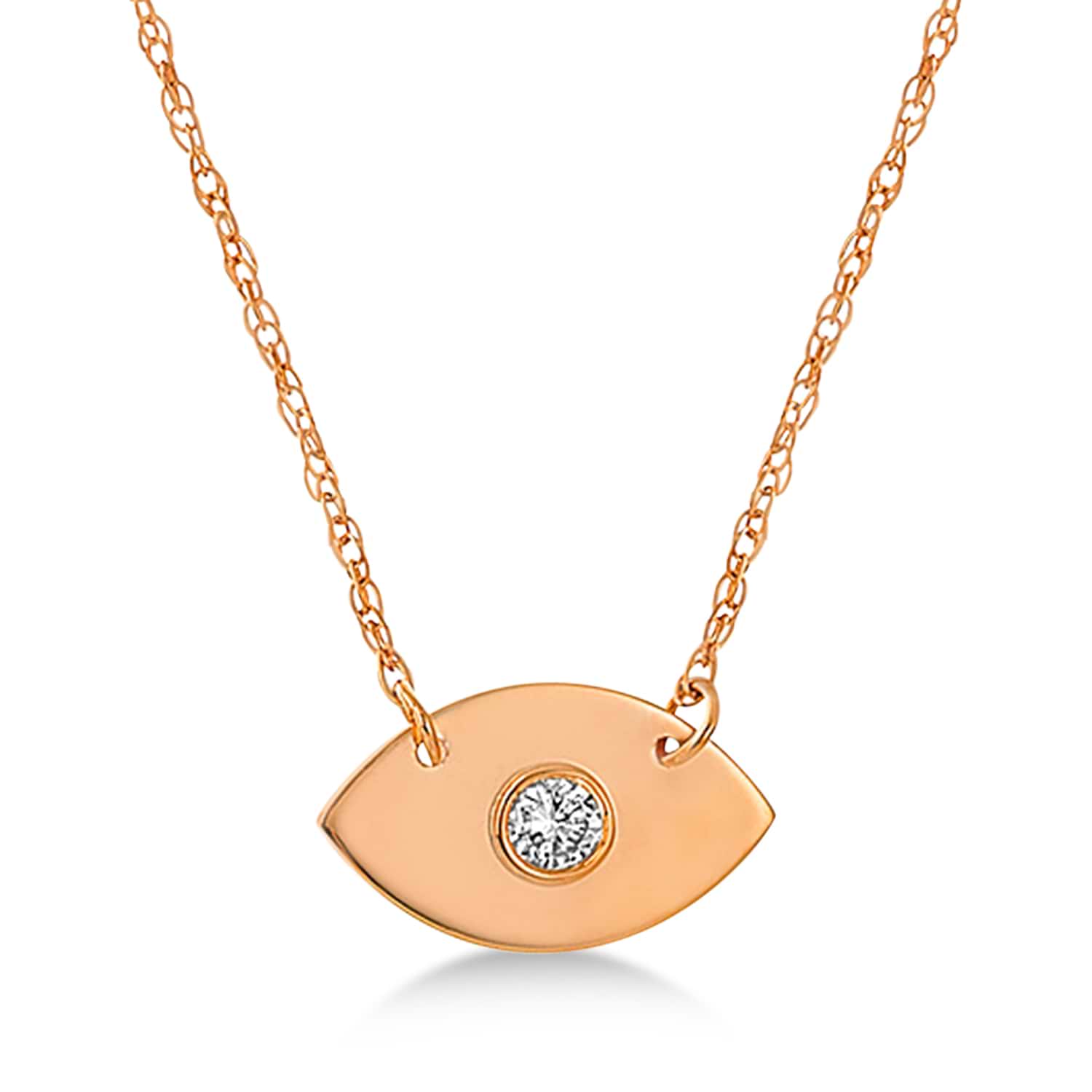 Diamond Evil Eye Pendant Necklace 14k Rose Gold (0.03ct)
