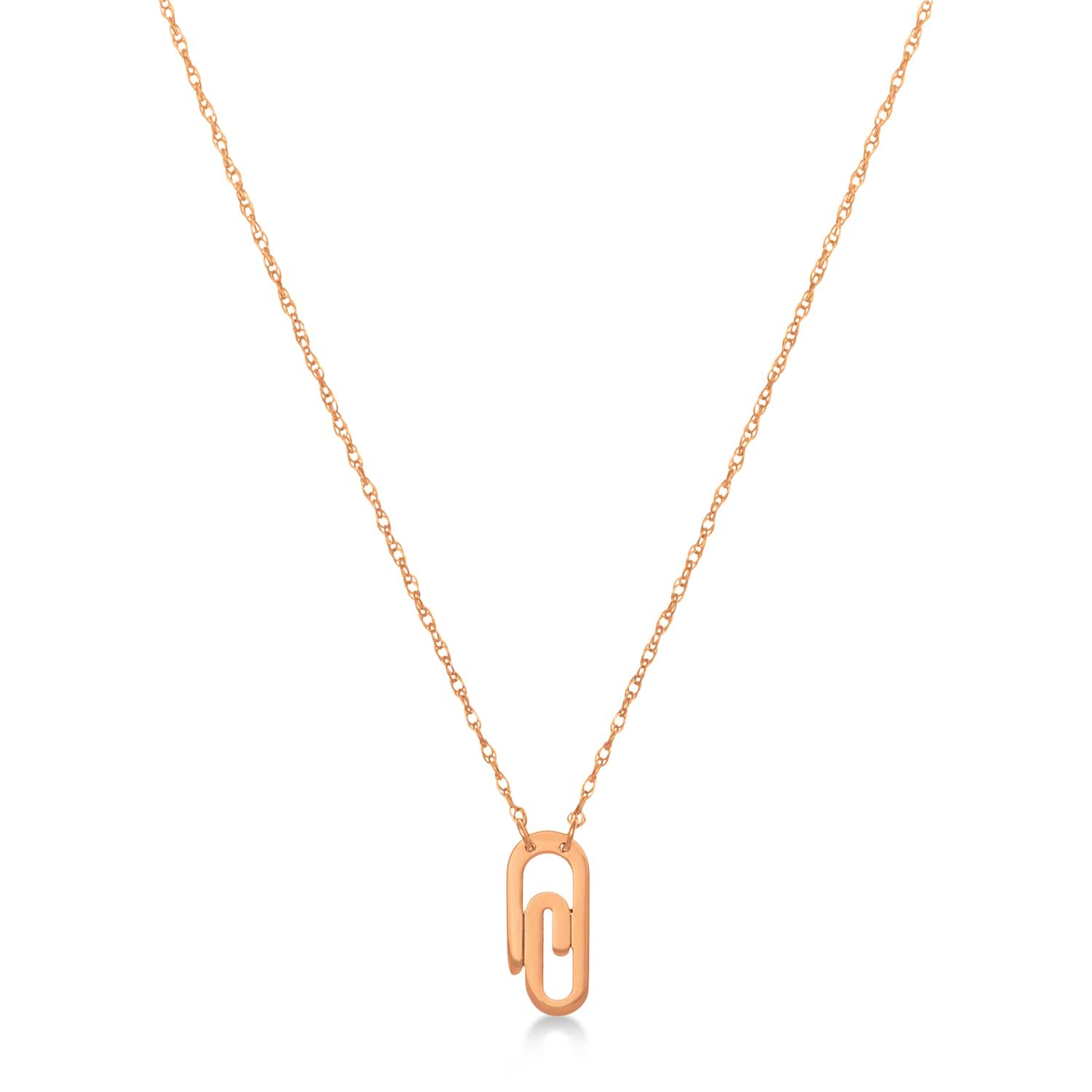 Single Paperclip Pendant Necklace 14k Rose Gold
