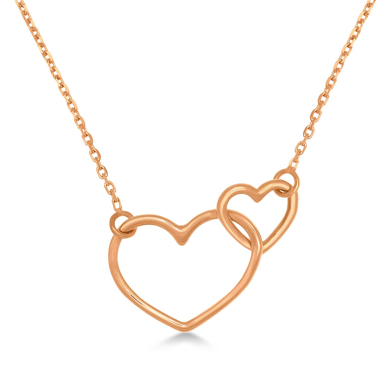 Interwoven Open Hearts Pendant Necklace 14k Rose Gold
