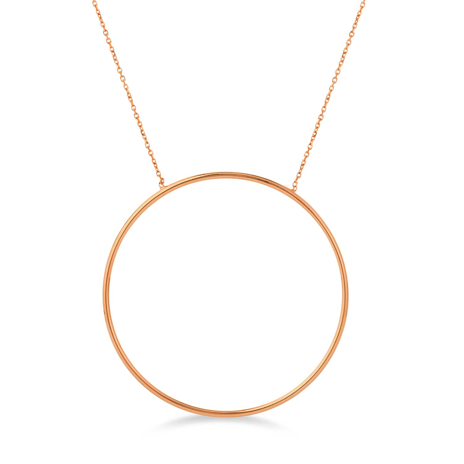 Extra Large Circle Pendant Necklace 14k Rose Gold