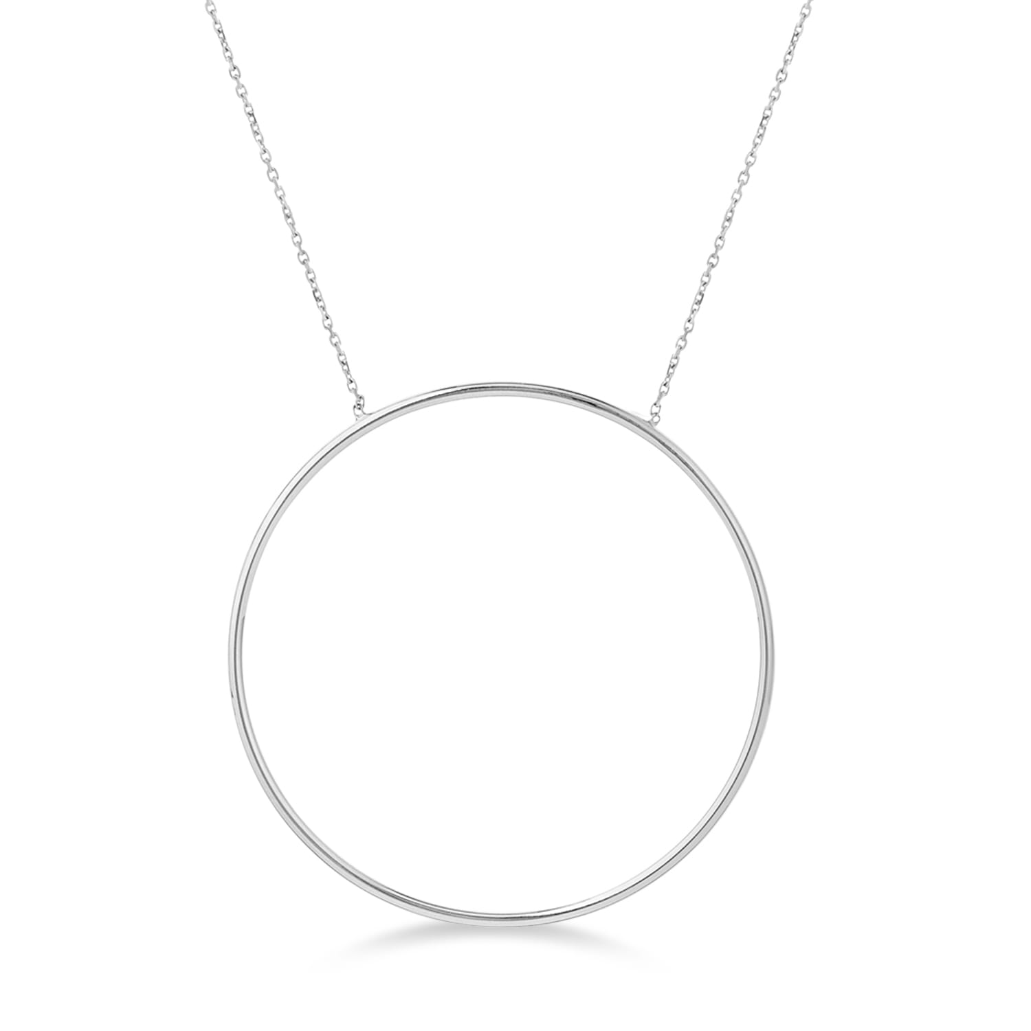 Extra Large Circle Pendant Necklace 14k White Gold