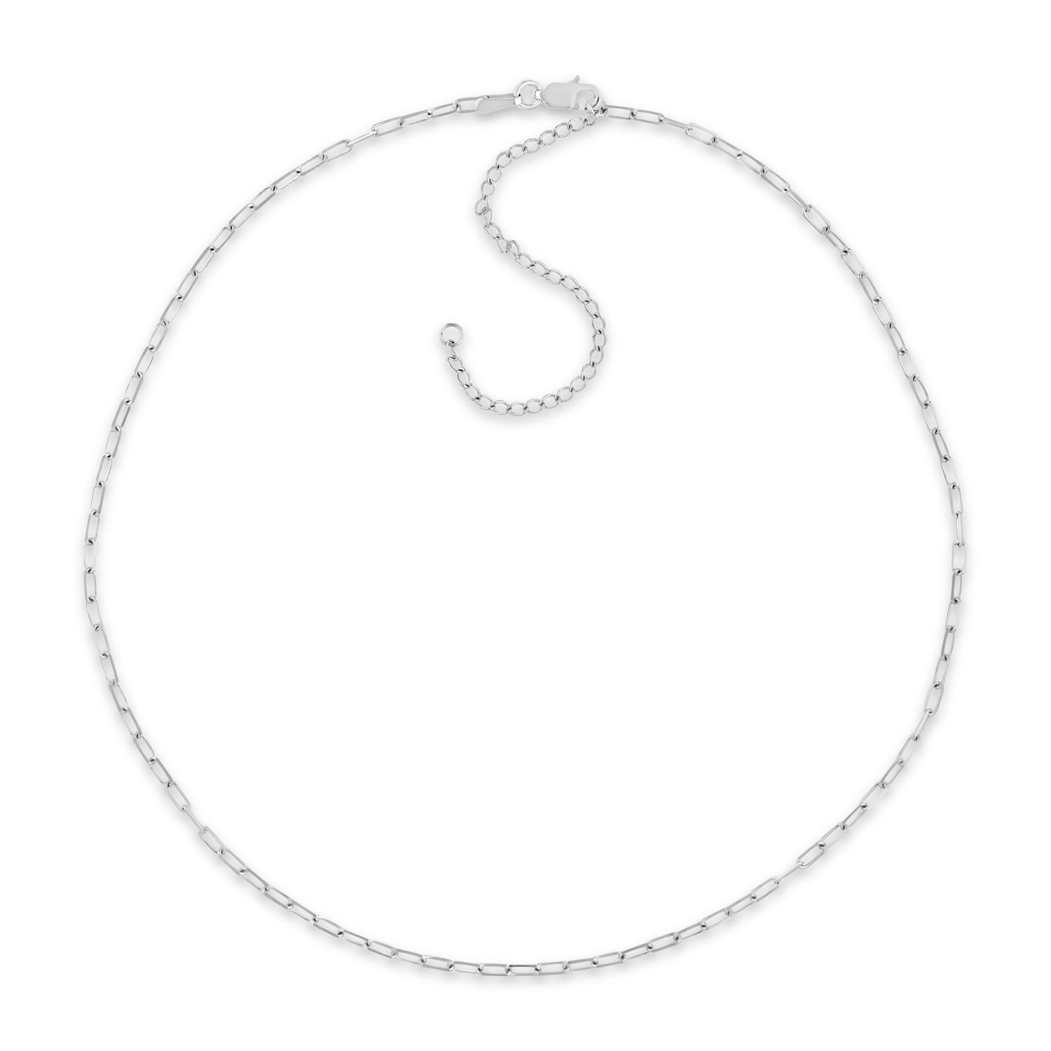 Paperclip Chain Link Choker Necklace 14k White Gold