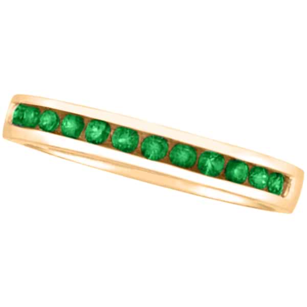 Channel-Set Emerald Band Stackable Ring 14k Rose Gold (0.40ct)