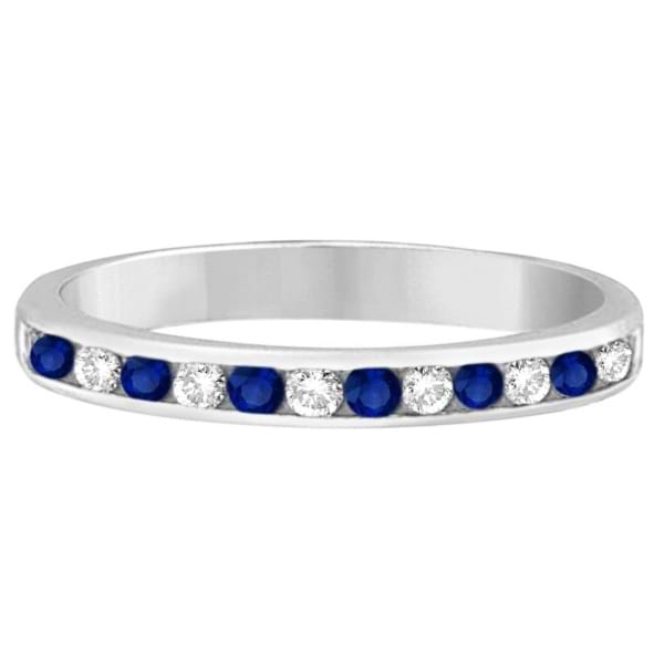 Channel-Set Blue Sapphire & Diamond Ring 14k White Gold (0.40ct)