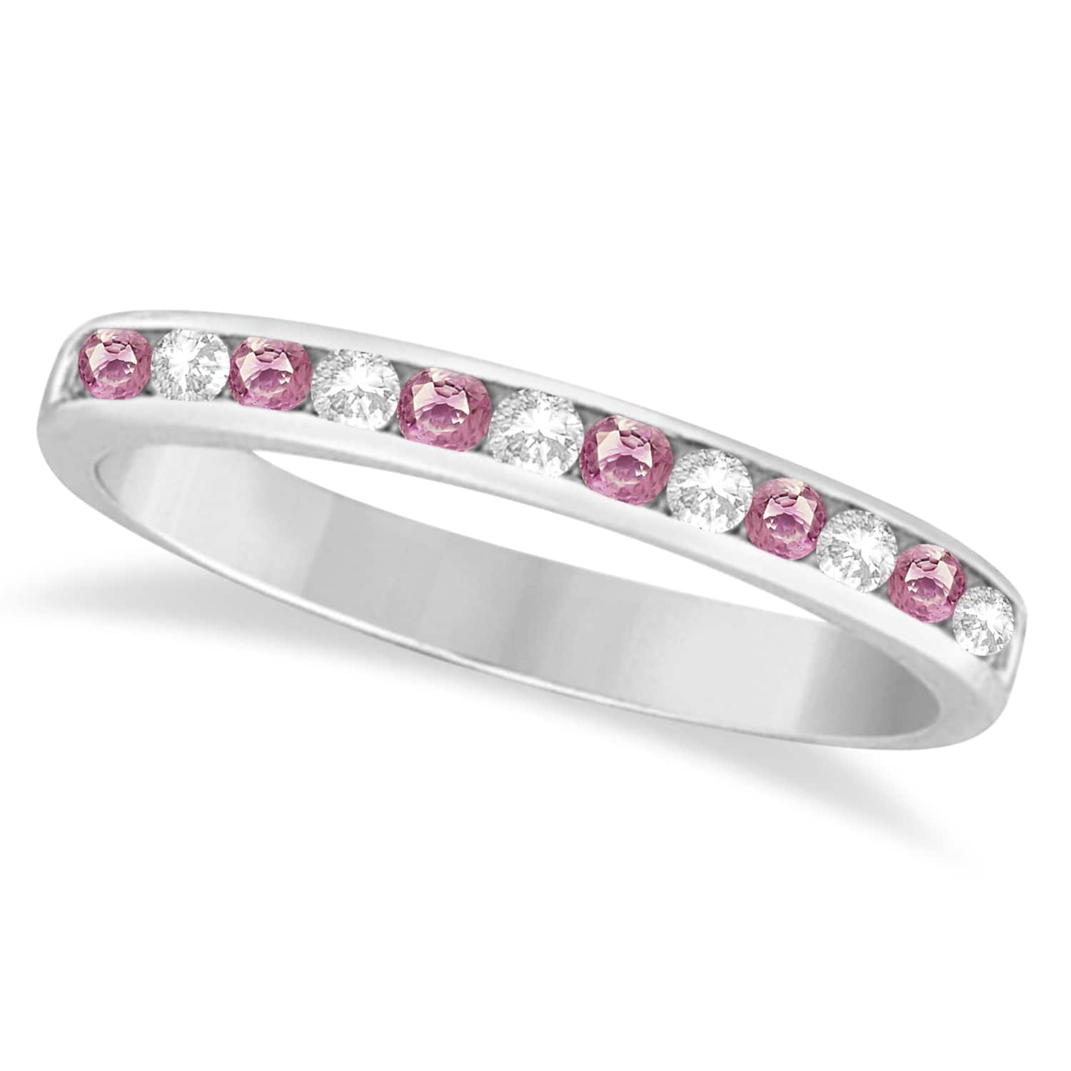 Channel-Set Pink & White Diamond Ring 14k White Gold (0.33ct)