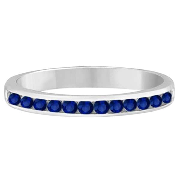 Channel-Set Blue Sapphire Stackable Ring 14k White Gold (0.40ct)