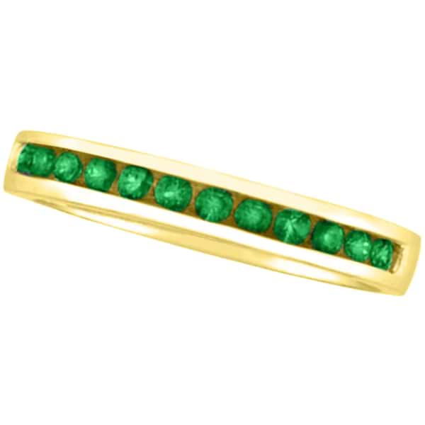 Channel-Set Emerald Band Stackable Ring 14k Yellow Gold (0.40ct)