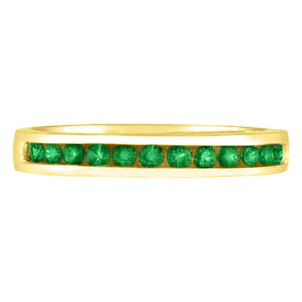 Channel-Set Emerald Band Stackable Ring 14k Yellow Gold (0.40ct)