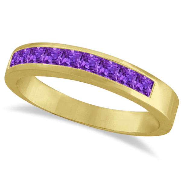 Princess-Cut Channel-Set Stackable Amethyst Ring 14k Yellow Gold 1.00ct