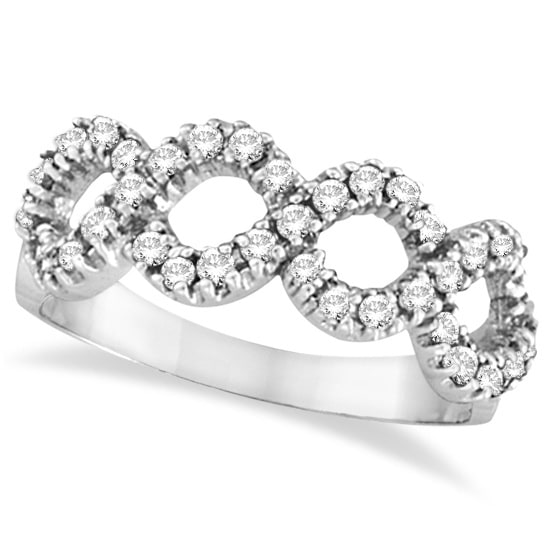 Diamond Swirl Right-Hand Wavy Ring in 14k White Gold (0.50ct)