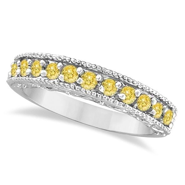Fancy Yellow Canary Diamond Ring Anniversary Band 14k White Gold (0.30ct)
