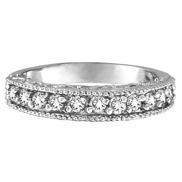 Semi-Eternity Diamond Ring Wedding Band 14k White Gold (0.50ct)