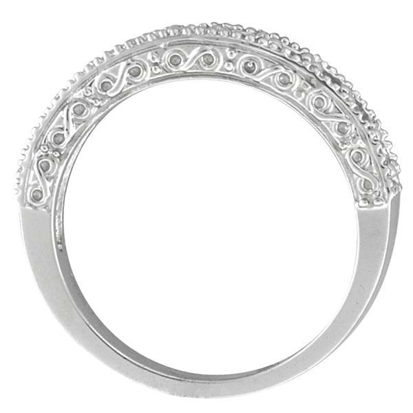 Blue Topaz & Diamond Band Filigree Ring Design 14k White Gold (0.60ct)